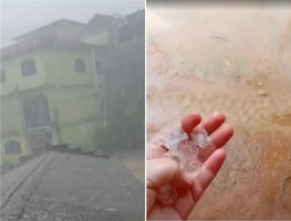 Temporal com granizo causa queda de árvore e destrói casa em Bom Jardim