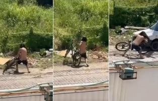 Ladrão desastrado é surpreendido por motorista e desiste de levar bicicleta em Campos; vídeo