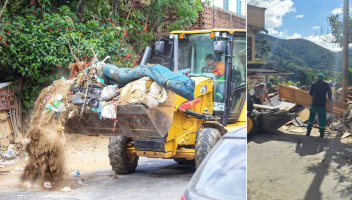 Mais de 420 toneladas de entulho são retiradas de áreas proibidas dois dias após criança ser atropelada ao desviar de lixo em Petrópolis, no RJ