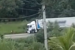 Acidente entre duas carretas termina com carga saqueada na BR-040, em Três Rios; veja VÍDEO