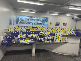PRF flagra 200 kg de maconha escondidos em cabine de caminhão na BR-101, em Campos